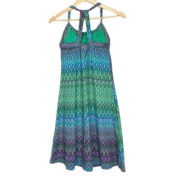 Prana Quinn Racerback Dress in Cool Green Ibiza Print, Small - Picture 5 of 10